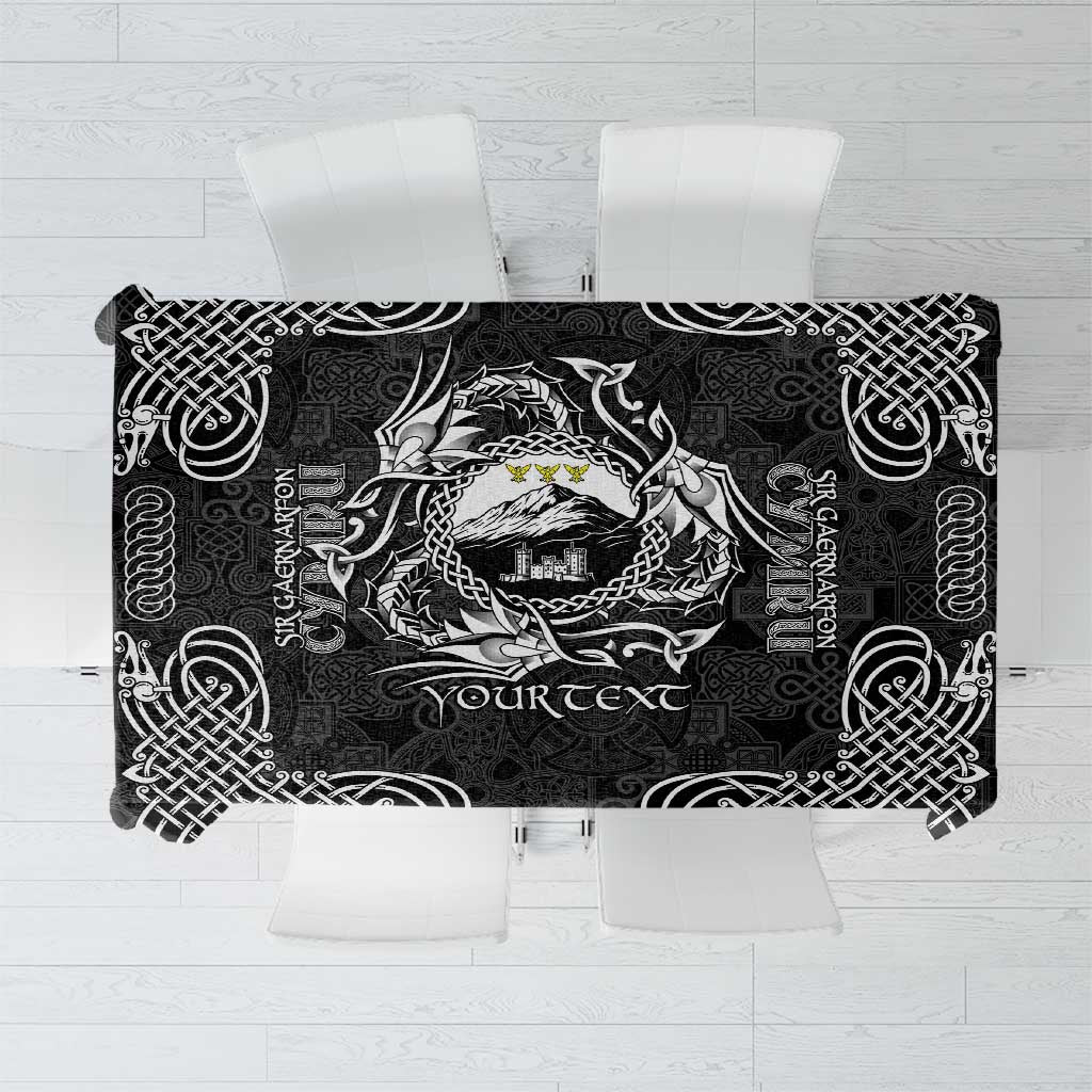 Personalized Caernarfonshire Sir Gaernarfon Tablecloth Black Castle Tower Celtic-inspired - Wonder Print Shop