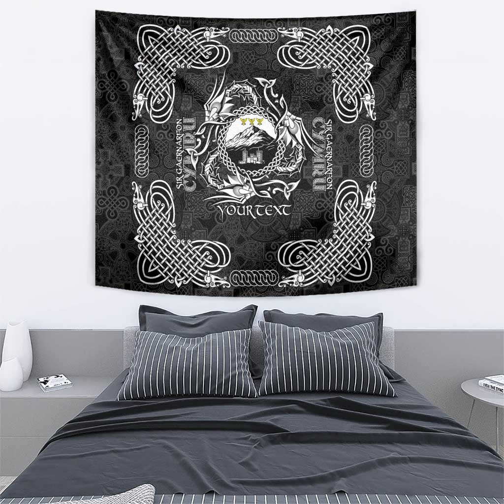 Personalized Caernarfonshire Sir Gaernarfon Tapestry Black Castle Tower Celtic-inspired - Wonder Print Shop