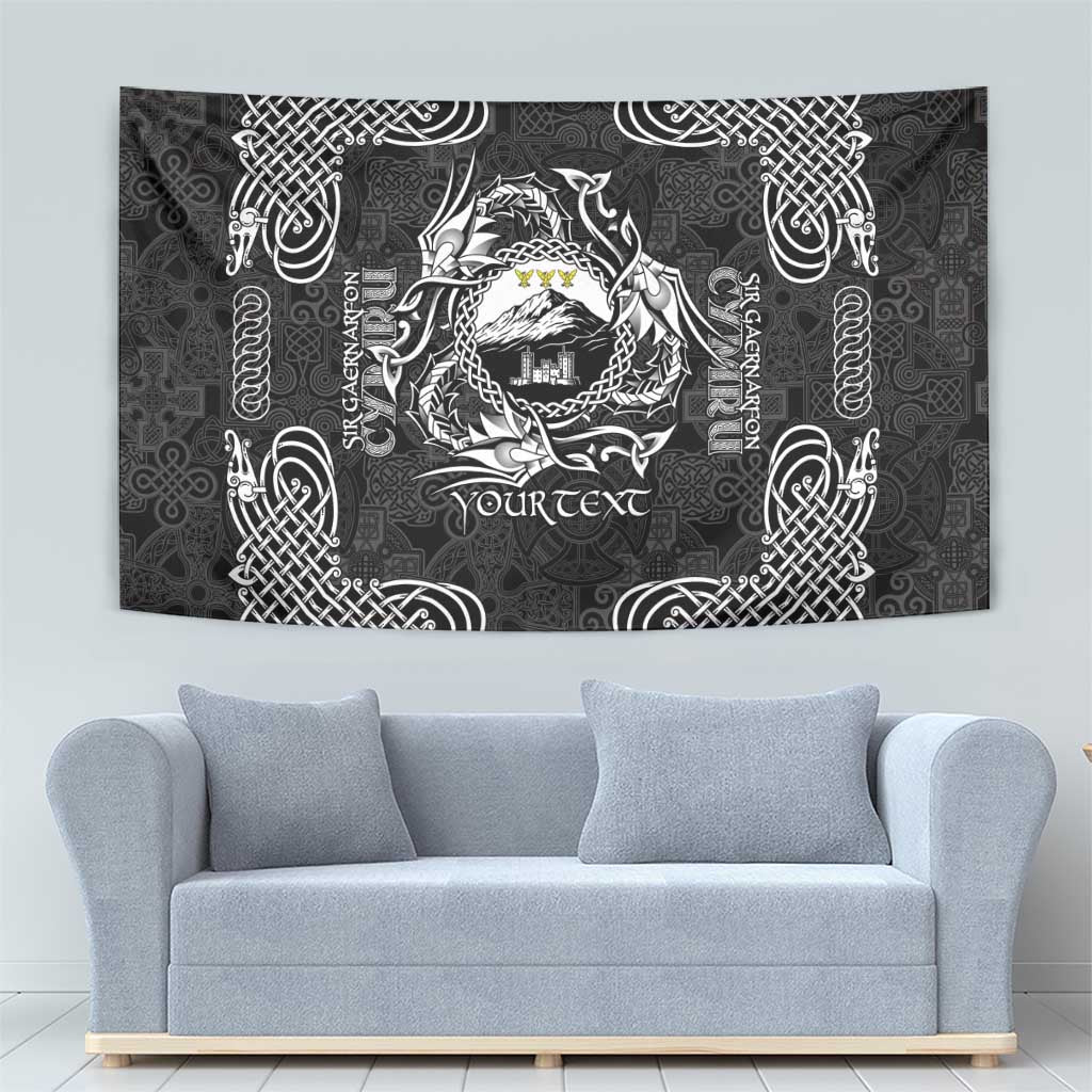Personalized Caernarfonshire Sir Gaernarfon Tapestry Black Castle Tower Celtic-inspired - Wonder Print Shop