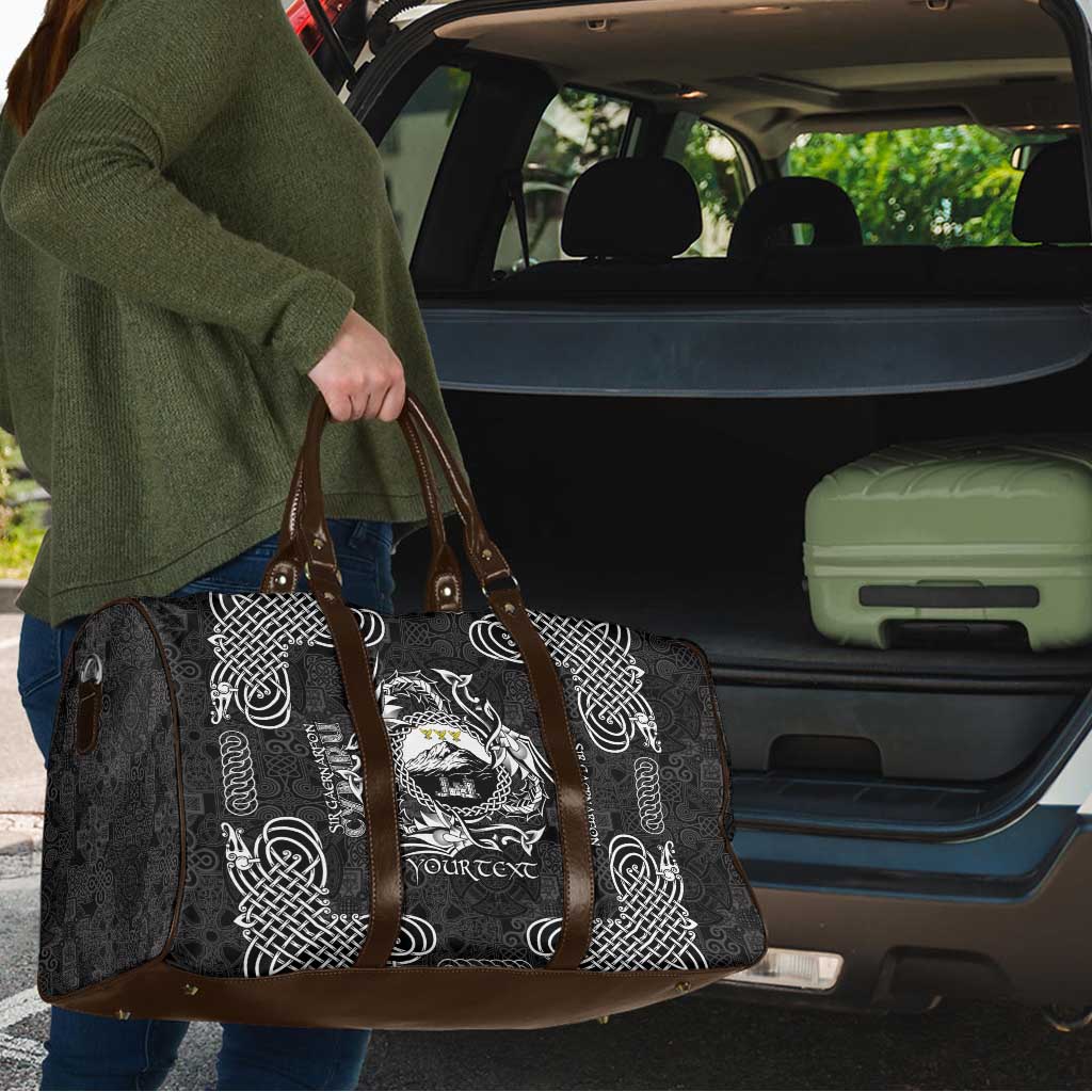 Personalized Caernarfonshire Sir Gaernarfon Travel Bag Black Castle Tower Celtic-inspired - Wonder Print Shop