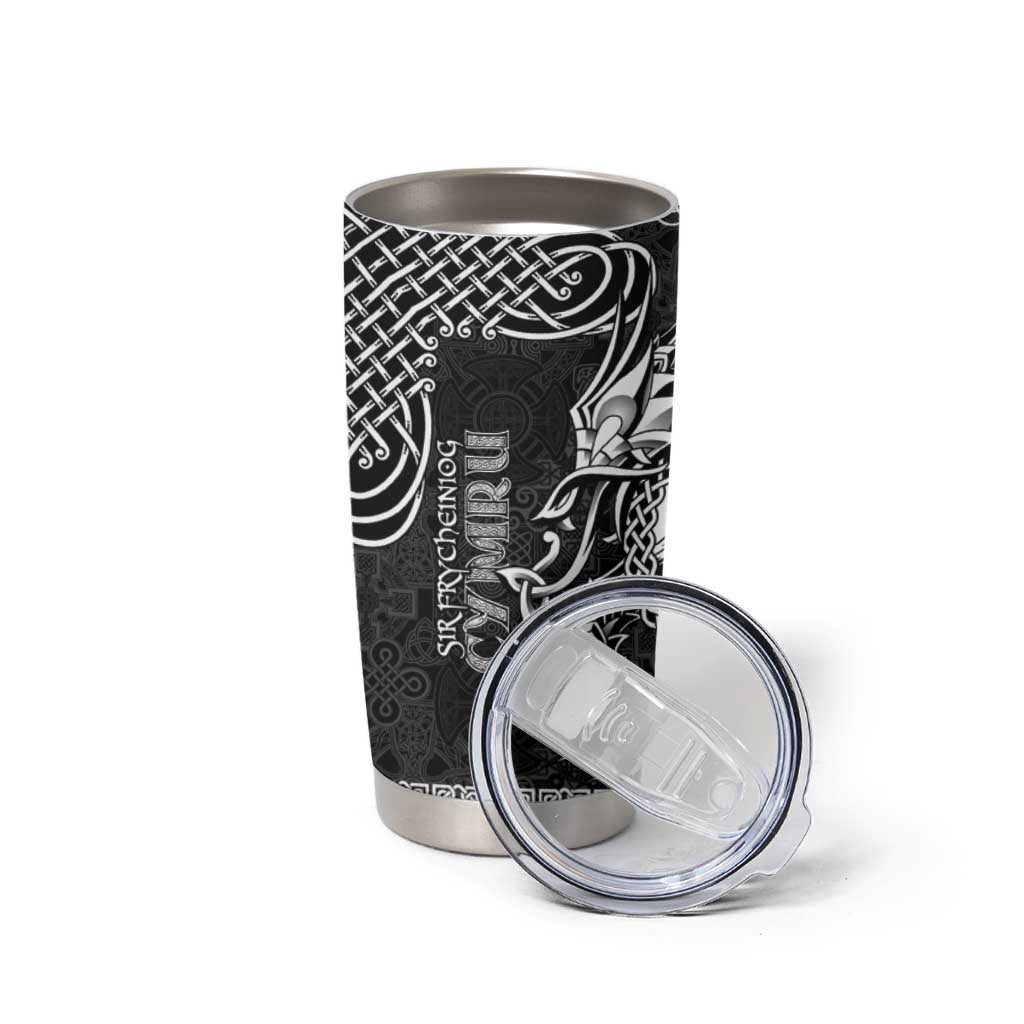 Personalized Caernarfonshire Sir Gaernarfon Tumbler Cup Black Castle Tower Celtic-inspired - Wonder Print Shop