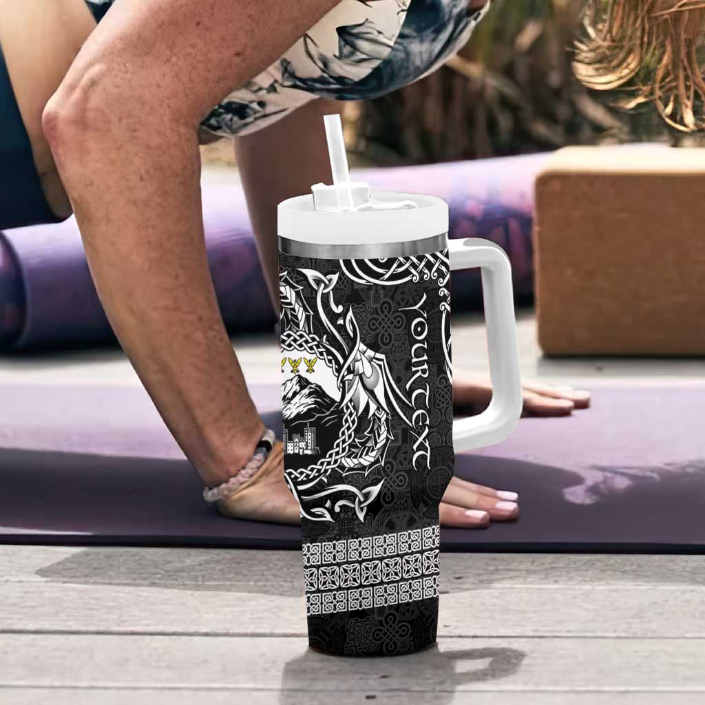 Personalized Caernarfonshire Sir Gaernarfon Tumbler With Handle Black Castle Tower Celtic-inspired - Wonder Print Shop