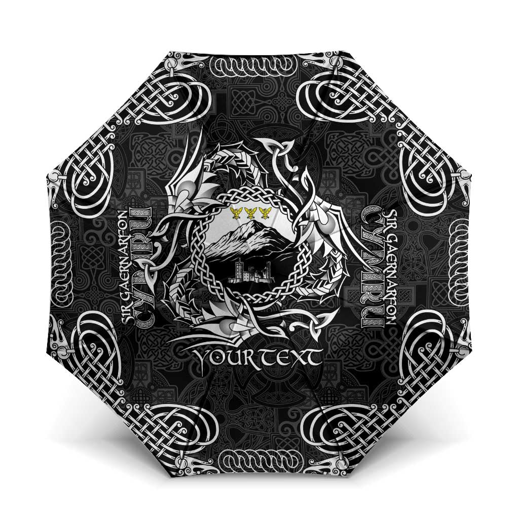 Personalized Caernarfonshire Sir Gaernarfon Umbrella Black Castle Tower Celtic-inspired - Wonder Print Shop