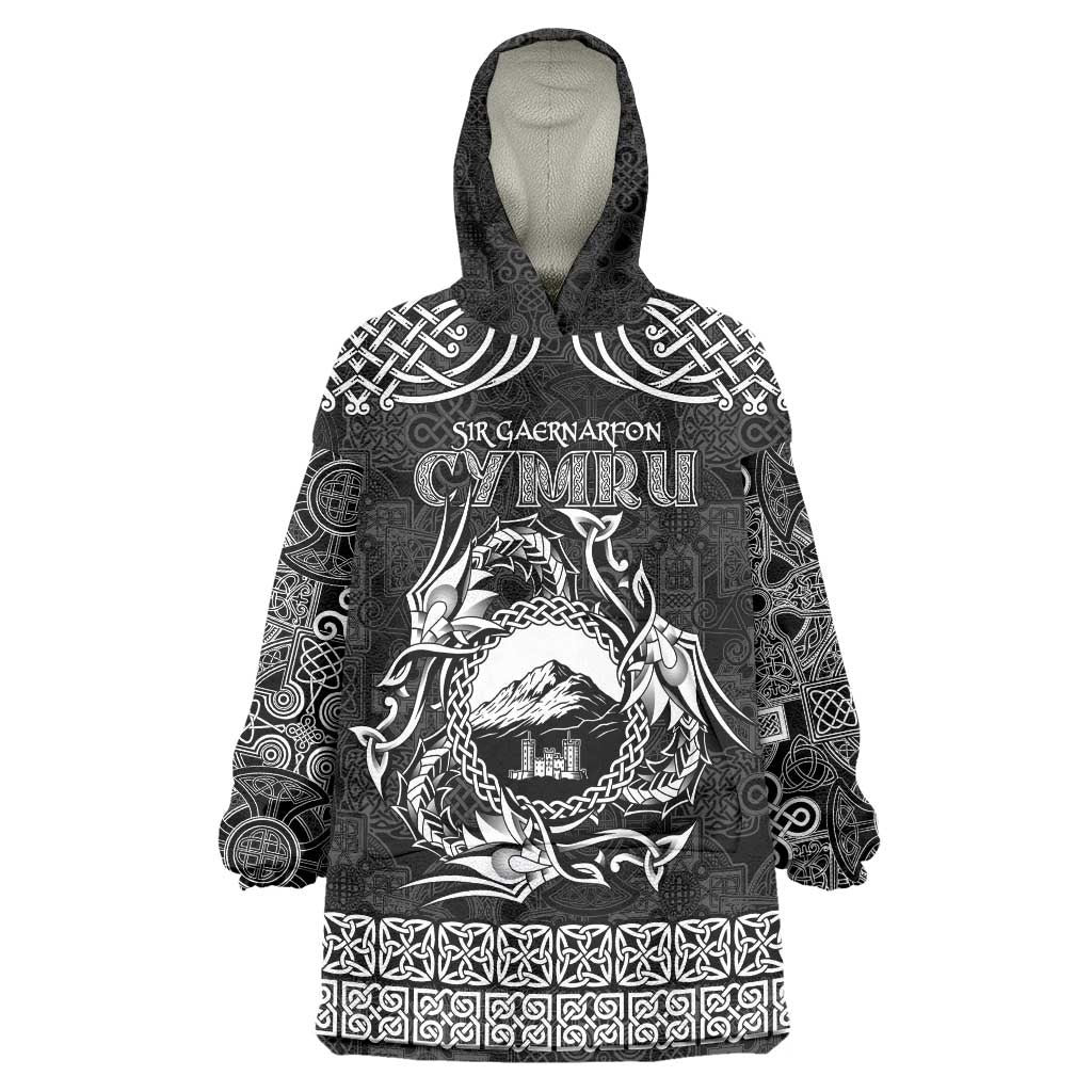 Personalized Caernarfonshire Sir Gaernarfon Wearable Blanket Hoodie Black Castle Tower Celtic-inspired - Wonder Print Shop