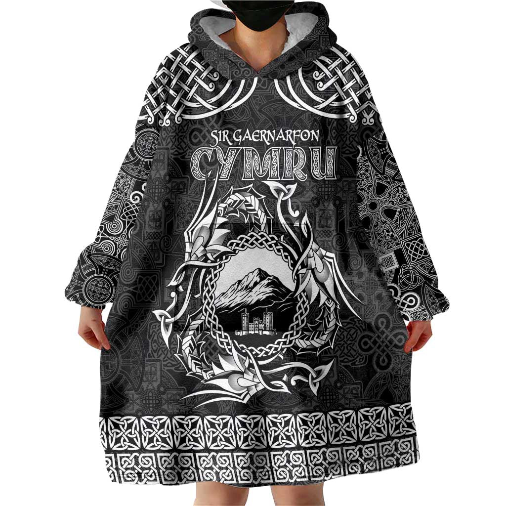 Personalized Caernarfonshire Sir Gaernarfon Wearable Blanket Hoodie Black Castle Tower Celtic-inspired - Wonder Print Shop
