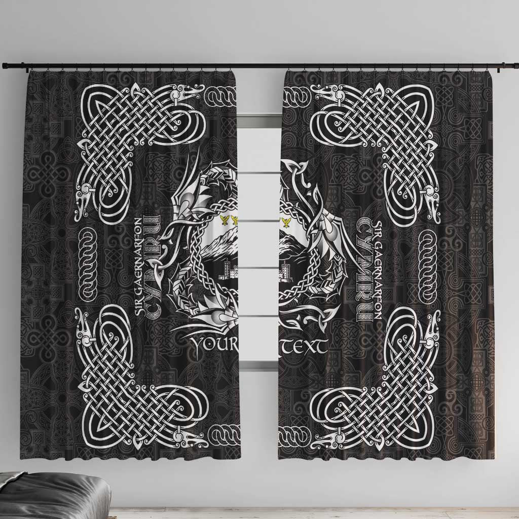 Personalized Caernarfonshire Sir Gaernarfon Window Curtain Black Castle Tower Celtic-inspired - Wonder Print Shop