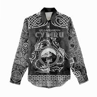 Personalized Caernarfonshire Sir Gaernarfon Women Casual Shirt Black Castle Tower Celtic-inspired - Wonder Print Shop