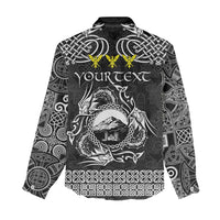 Personalized Caernarfonshire Sir Gaernarfon Women Casual Shirt Black Castle Tower Celtic-inspired - Wonder Print Shop