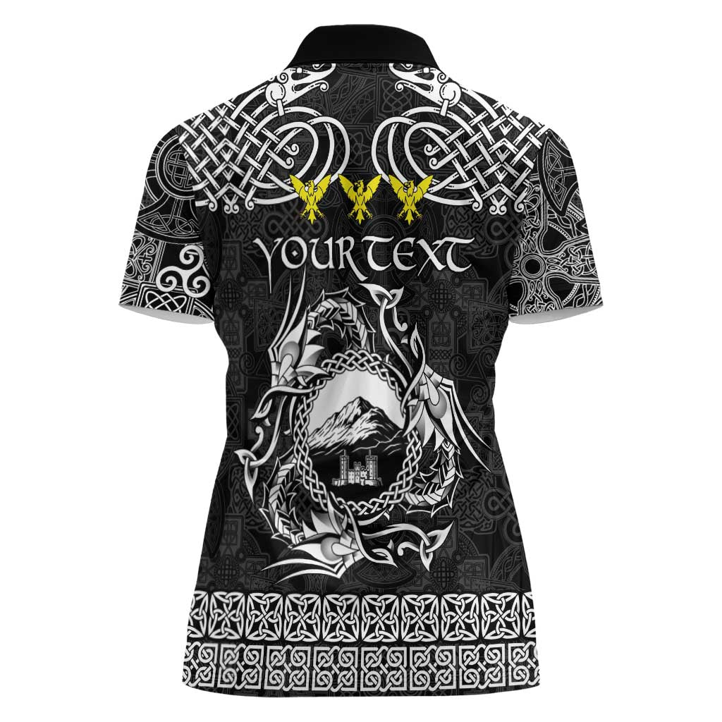 Personalized Caernarfonshire Sir Gaernarfon Women Polo Shirt Black Castle Tower Celtic-inspired - Wonder Print Shop