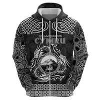 Personalized Caernarfonshire Sir Gaernarfon Zip Hoodie Black Castle Tower Celtic-inspired - Wonder Print Shop