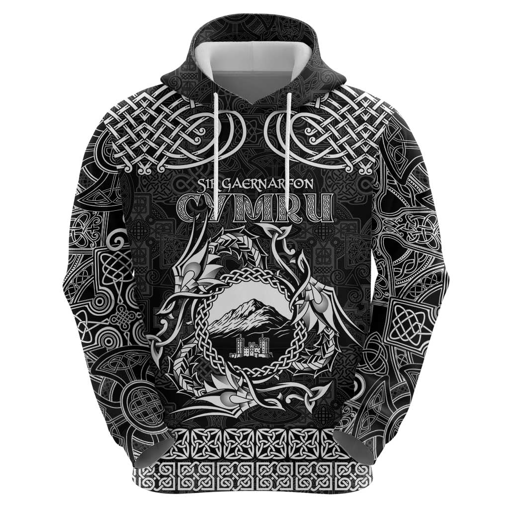 Personalized Caernarfonshire Sir Gaernarfon Zip Hoodie Black Castle Tower Celtic-inspired - Wonder Print Shop