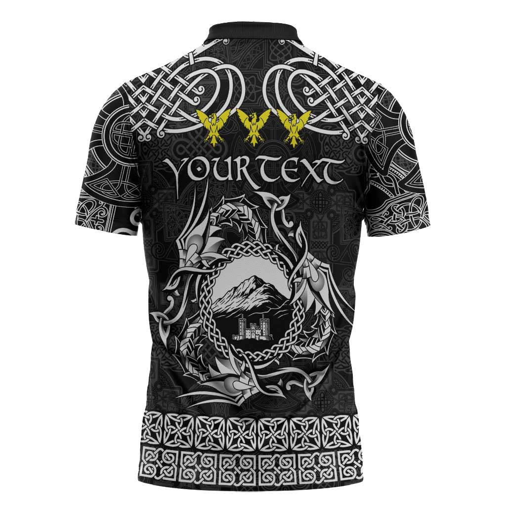 Personalized Caernarfonshire Sir Gaernarfon Zipper Polo Shirt Black Castle Tower Celtic-inspired - Wonder Print Shop