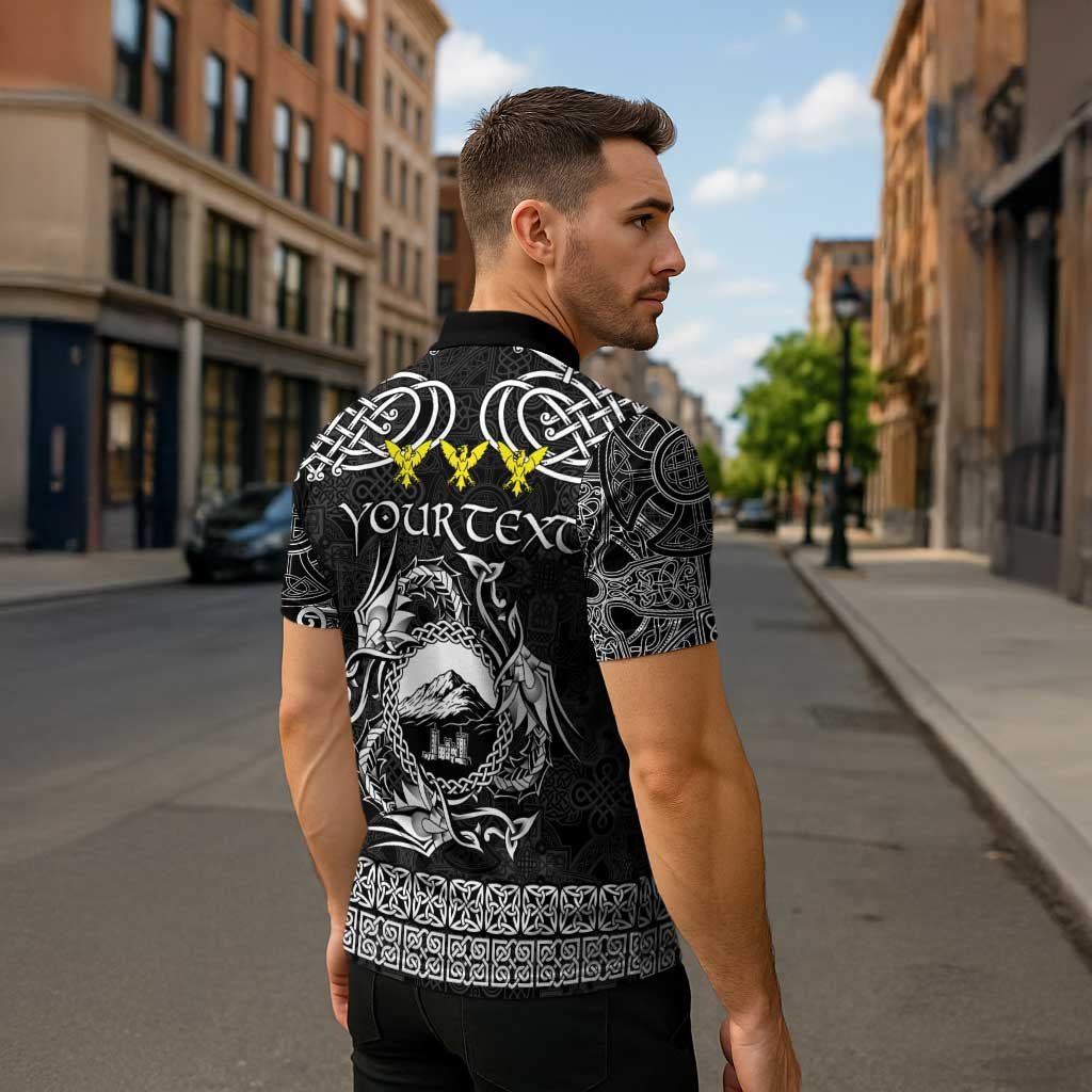 Personalized Caernarfonshire Sir Gaernarfon Zipper Polo Shirt Black Castle Tower Celtic-inspired - Wonder Print Shop
