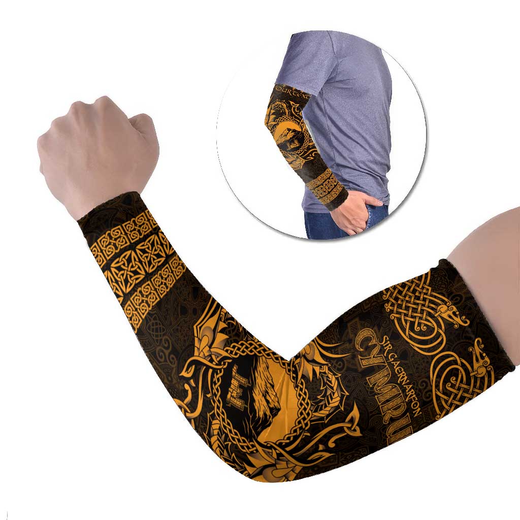 Personalized Caernarfonshire Sir Gaernarfon Arm Sleeves Gold Castle Tower Celtic-inspired - Wonder Print Shop