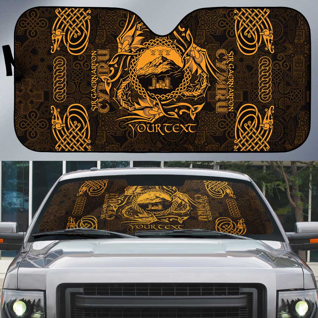 Personalized Caernarfonshire Sir Gaernarfon Auto Sun Shade Gold Castle Tower Celtic-inspired - Wonder Print Shop