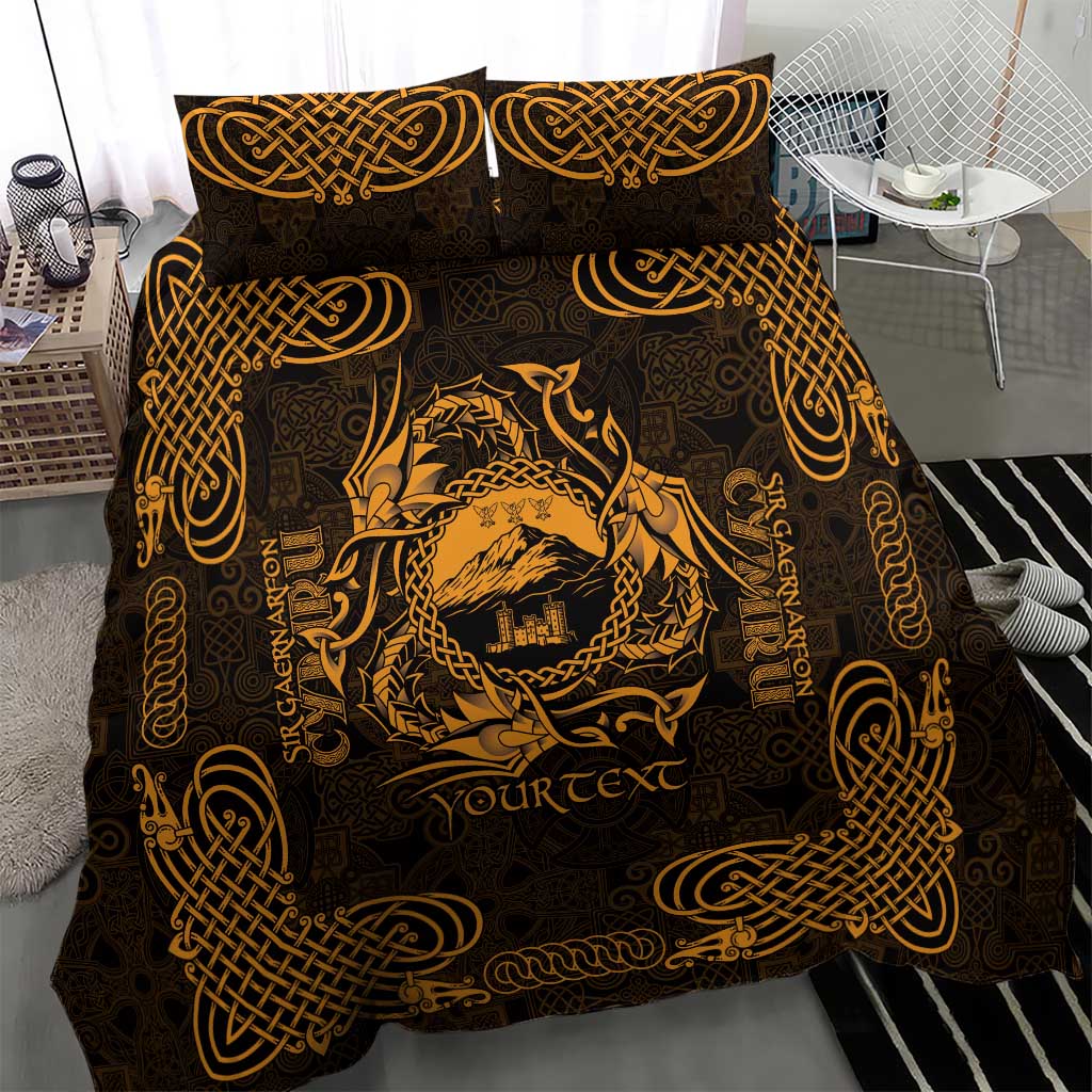 Personalized Caernarfonshire Sir Gaernarfon Bedding Set Gold Castle Tower Celtic-inspired - Wonder Print Shop