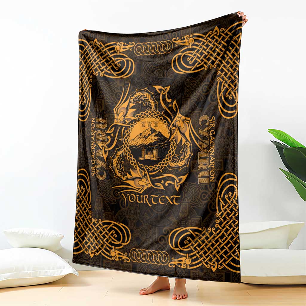 Personalized Caernarfonshire Sir Gaernarfon Blanket Gold Castle Tower Celtic-inspired - Wonder Print Shop