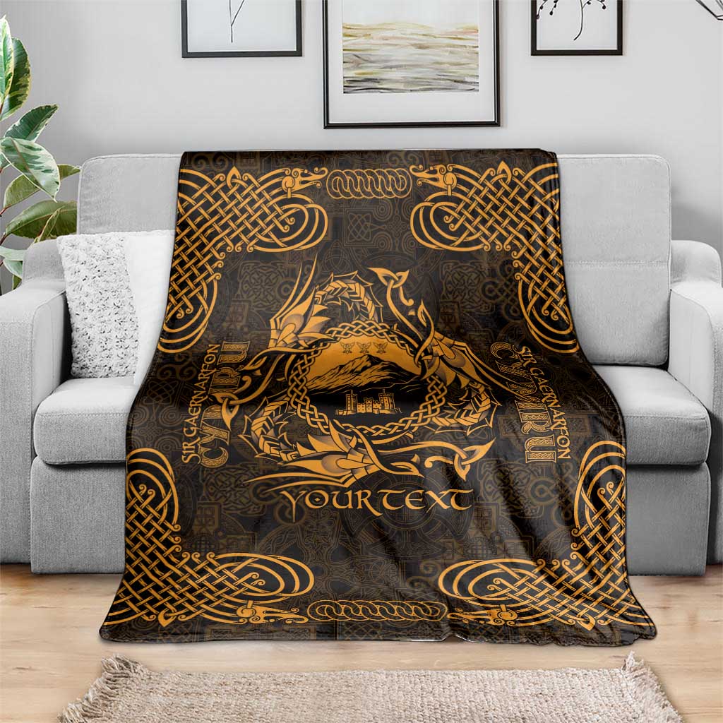 Personalized Caernarfonshire Sir Gaernarfon Blanket Gold Castle Tower Celtic-inspired - Wonder Print Shop