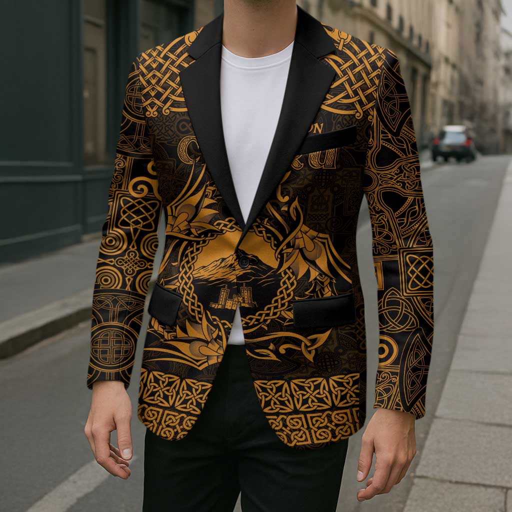 Personalized Caernarfonshire Sir Gaernarfon Blazer Gold Castle Tower Celtic-inspired - Wonder Print Shop