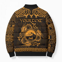 Personalized Caernarfonshire Sir Gaernarfon Bomber Puffer Jacket Gold Castle Tower Celtic-inspired - Wonder Print Shop