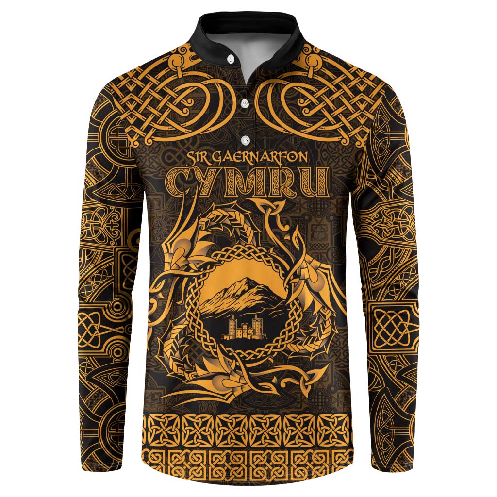 Personalized Caernarfonshire Sir Gaernarfon Button Sweatshirt Gold Castle Tower Celtic-inspired - Wonder Print Shop