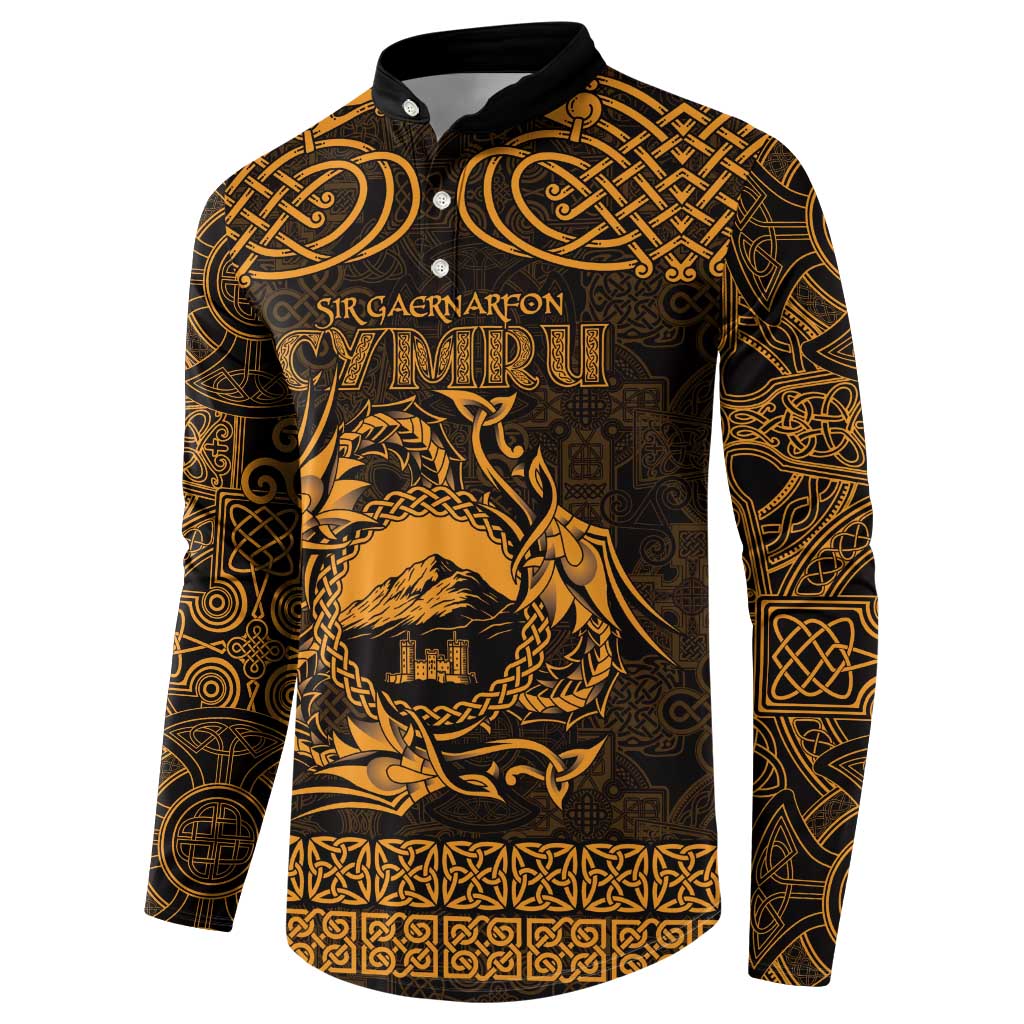 Personalized Caernarfonshire Sir Gaernarfon Button Sweatshirt Gold Castle Tower Celtic-inspired - Wonder Print Shop