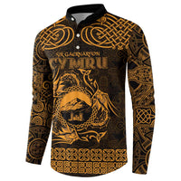 Personalized Caernarfonshire Sir Gaernarfon Button Sweatshirt Gold Castle Tower Celtic-inspired - Wonder Print Shop