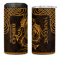 Personalized Caernarfonshire Sir Gaernarfon 4 in 1 Can Cooler Tumbler Gold Castle Tower Celtic-inspired - Wonder Print Shop