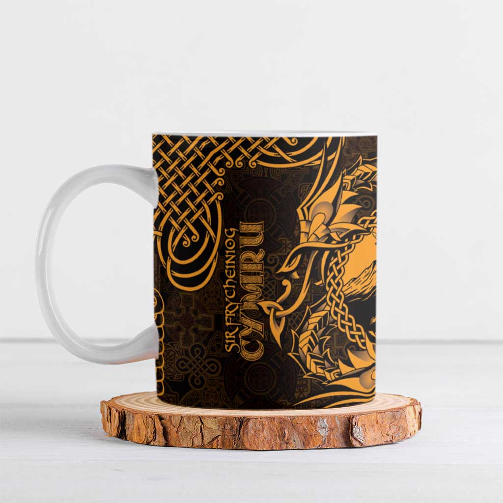 Personalized Caernarfonshire Sir Gaernarfon Ceramic Mug Gold Castle Tower Celtic-inspired - Wonder Print Shop