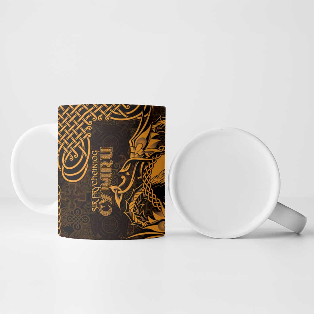 Personalized Caernarfonshire Sir Gaernarfon Ceramic Mug Gold Castle Tower Celtic-inspired - Wonder Print Shop