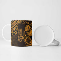 Personalized Caernarfonshire Sir Gaernarfon Ceramic Mug Gold Castle Tower Celtic-inspired - Wonder Print Shop