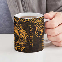 Personalized Caernarfonshire Sir Gaernarfon Ceramic Mug Gold Castle Tower Celtic-inspired - Wonder Print Shop