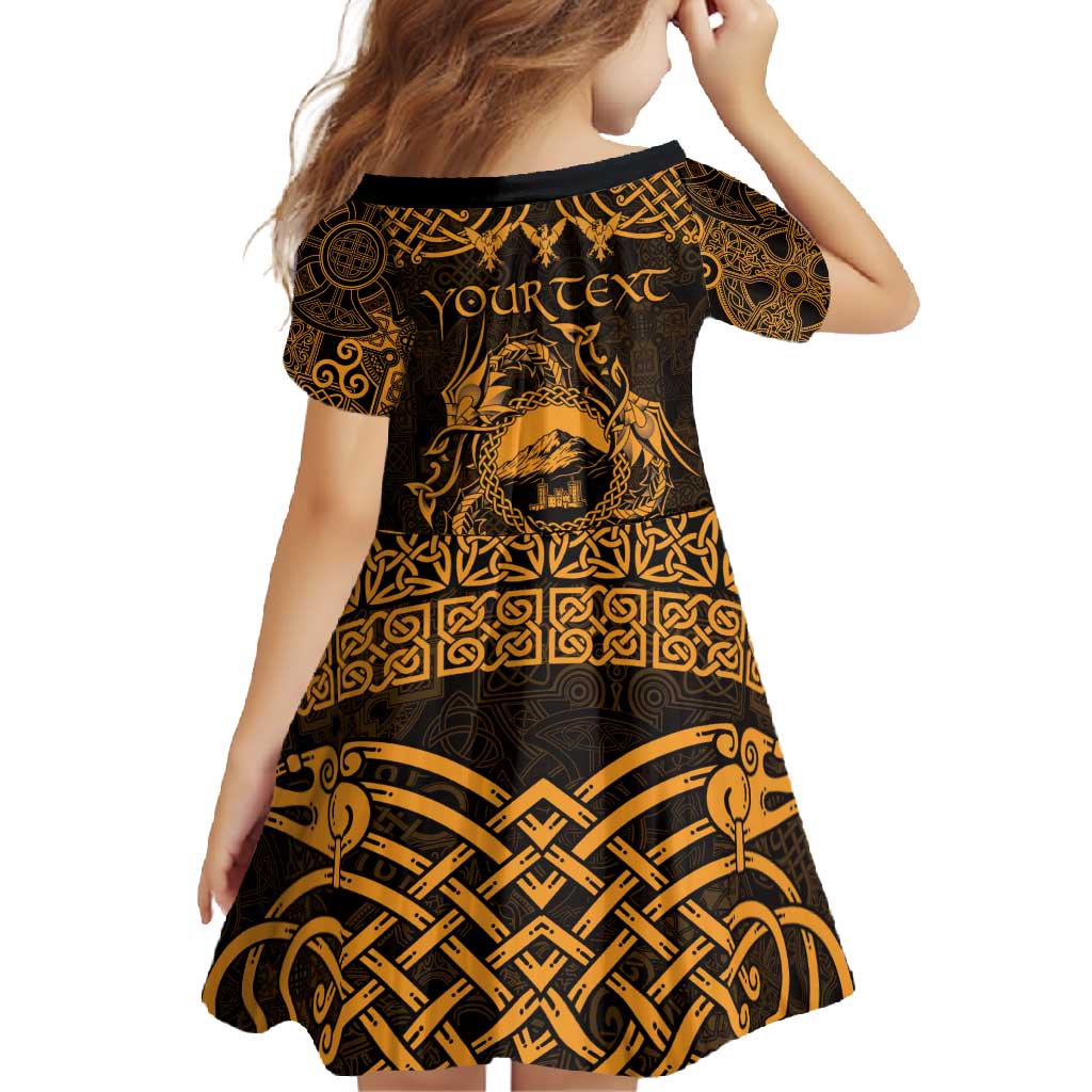 Personalized Caernarfonshire Sir Gaernarfon Family Matching Long Sleeve Bodycon Dress and Hawaiian Shirt Gold Castle Tower Celtic-inspired - Wonder Print Shop