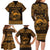Personalized Caernarfonshire Sir Gaernarfon Family Matching Long Sleeve Bodycon Dress and Hawaiian Shirt Gold Castle Tower Celtic-inspired - Wonder Print Shop