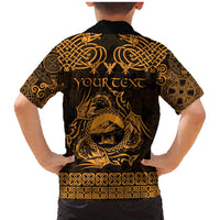 Personalized Caernarfonshire Sir Gaernarfon Family Matching Mermaid Dress and Hawaiian Shirt Gold Castle Tower Celtic-inspired - Wonder Print Shop