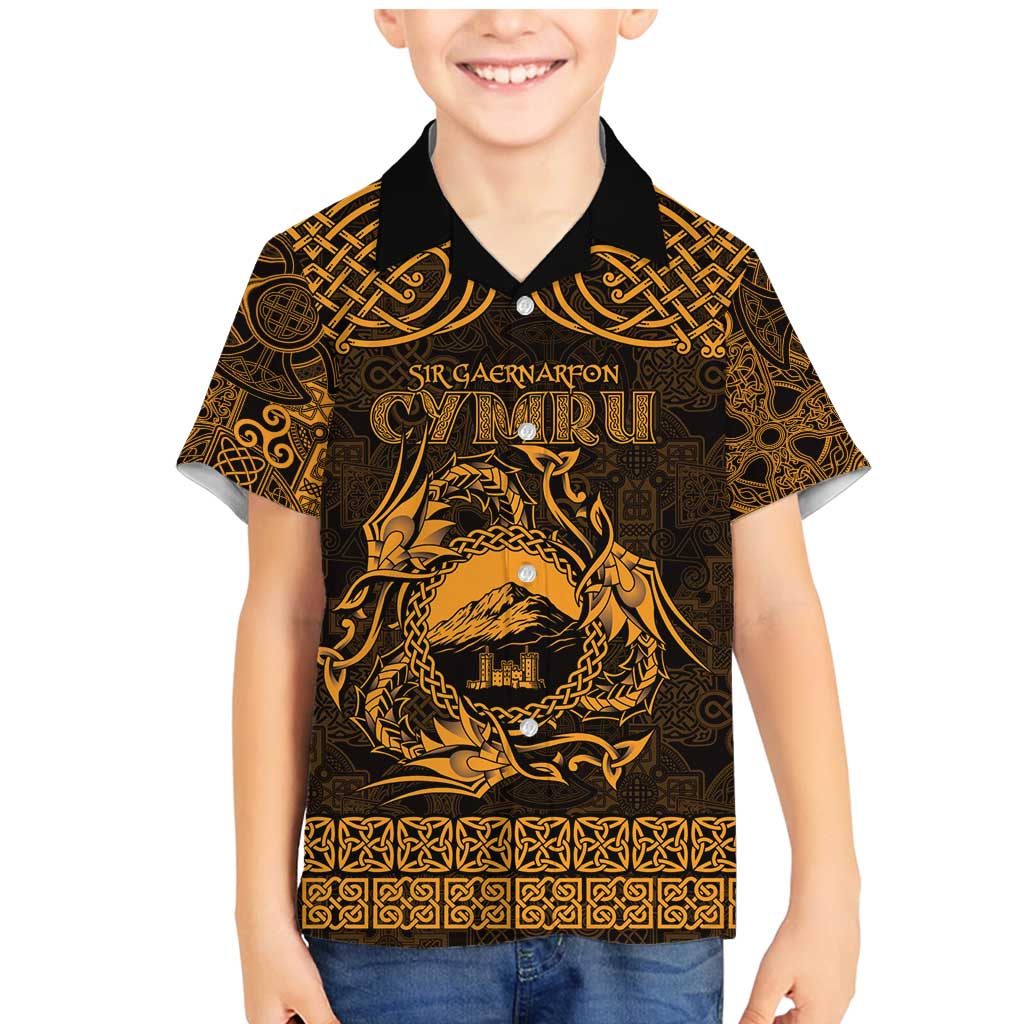 Personalized Caernarfonshire Sir Gaernarfon Family Matching Mermaid Dress and Hawaiian Shirt Gold Castle Tower Celtic-inspired - Wonder Print Shop
