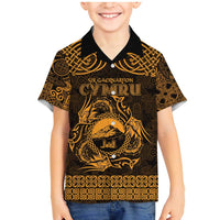 Personalized Caernarfonshire Sir Gaernarfon Family Matching Mermaid Dress and Hawaiian Shirt Gold Castle Tower Celtic-inspired - Wonder Print Shop
