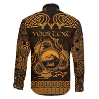 Personalized Caernarfonshire Sir Gaernarfon Family Matching Off The Shoulder Long Sleeve Dress and Hawaiian Shirt Gold Castle Tower Celtic-inspired - Wonder Print Shop