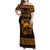 Personalized Caernarfonshire Sir Gaernarfon Family Matching Off Shoulder Maxi Dress and Hawaiian Shirt Gold Castle Tower Celtic-inspired - Wonder Print Shop