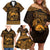 Personalized Caernarfonshire Sir Gaernarfon Family Matching Off Shoulder Short Dress and Hawaiian Shirt Gold Castle Tower Celtic-inspired - Wonder Print Shop