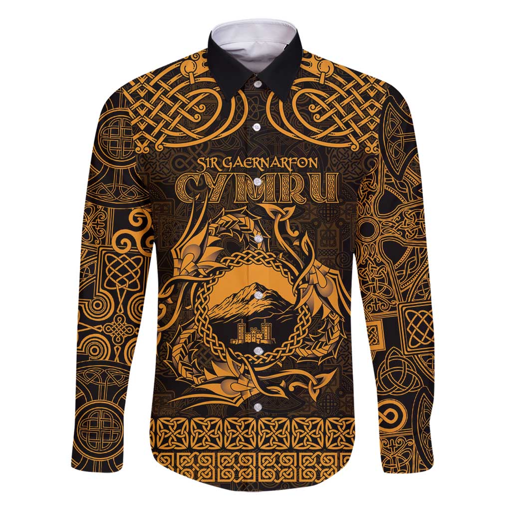 Personalized Caernarfonshire Sir Gaernarfon Family Matching Puletasi and Hawaiian Shirt Gold Castle Tower Celtic-inspired - Wonder Print Shop
