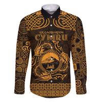 Personalized Caernarfonshire Sir Gaernarfon Family Matching Puletasi and Hawaiian Shirt Gold Castle Tower Celtic-inspired - Wonder Print Shop