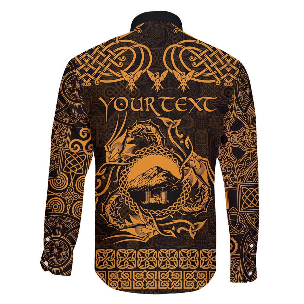 Personalized Caernarfonshire Sir Gaernarfon Family Matching Puletasi and Hawaiian Shirt Gold Castle Tower Celtic-inspired - Wonder Print Shop