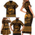 Personalized Caernarfonshire Sir Gaernarfon Family Matching Short Sleeve Bodycon Dress and Hawaiian Shirt Gold Castle Tower Celtic-inspired - Wonder Print Shop