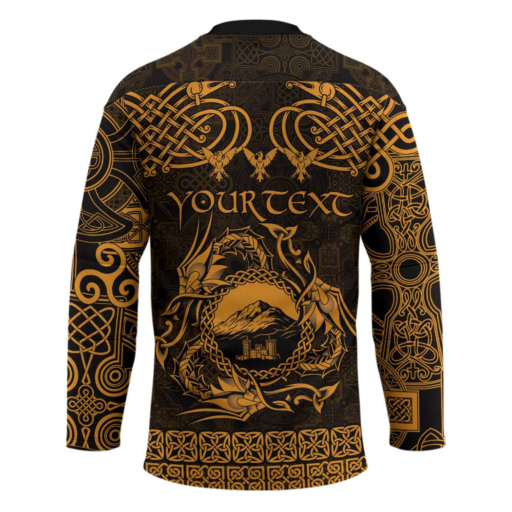 Personalized Caernarfonshire Sir Gaernarfon Hockey Jersey Gold Castle Tower Celtic-inspired - Wonder Print Shop