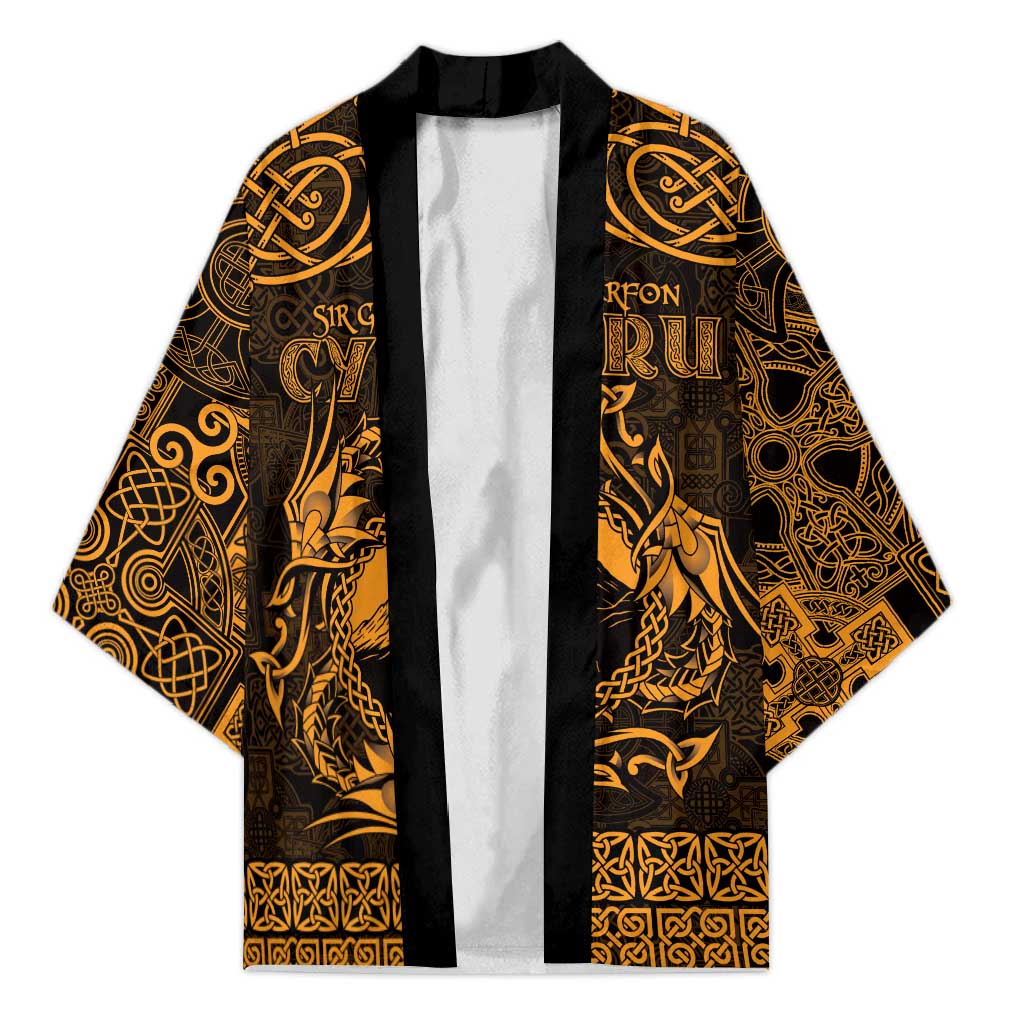 Personalized Caernarfonshire Sir Gaernarfon Kimono Gold Castle Tower Celtic-inspired - Wonder Print Shop