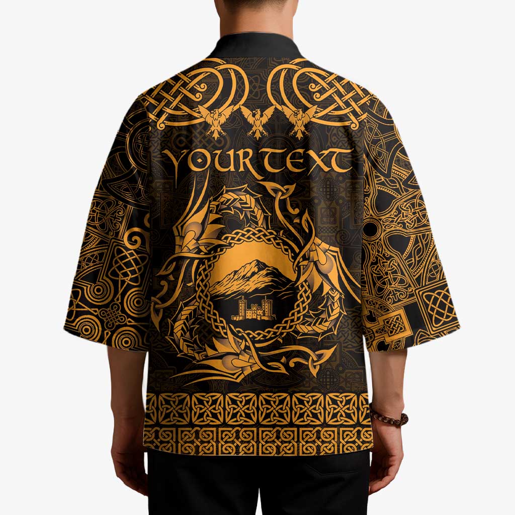 Personalized Caernarfonshire Sir Gaernarfon Kimono Gold Castle Tower Celtic-inspired - Wonder Print Shop
