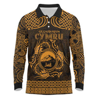 Personalized Caernarfonshire Sir Gaernarfon Long Sleeve Polo Shirt Gold Castle Tower Celtic-inspired - Wonder Print Shop