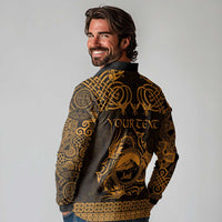 Personalized Caernarfonshire Sir Gaernarfon Long Sleeve Polo Shirt Gold Castle Tower Celtic-inspired - Wonder Print Shop