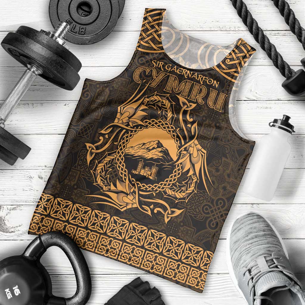 Personalized Caernarfonshire Sir Gaernarfon Men Tank Top Gold Castle Tower Celtic-inspired - Wonder Print Shop